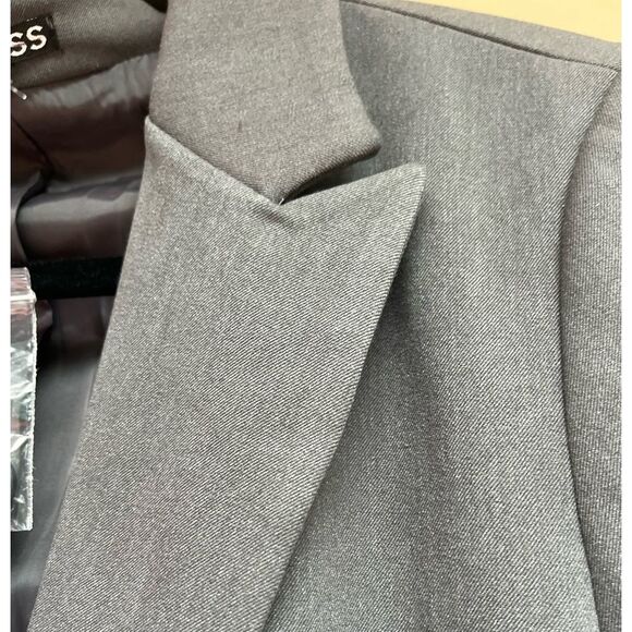 Express gray, single-breasted, classic blazer, mock front pockets, back vent, 6 - Picture 7 of 11
